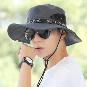 防晒帽男Summer Sun Protection Hat for Men Wide Brim Sun Hat Outdoor Travel Cycling Mountaineering Working Sun Cap Fishing Hat