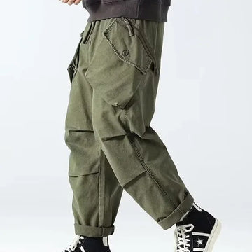休闲裤男American Style Vintage Men's Loose-Fit Trousers Large Pocket Cargo Pants Casual Distressed Hip Hop Sweatpants For Men