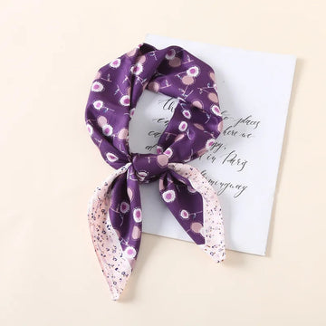 丝巾女New 70x70cm Women Multifunction Polyester Silk Scarf Sweet Cherry Printed Casual Satin Small Square Wraps Scarves Shawl 2023
