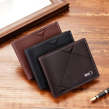 包包男New Men's Wallet Short Multi-card Coin Purse Fashion Casual Wallet Male Youth Thin Three-fold Horizontal Men PU Soft Wallet