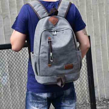 包包男Fashion Trend Backpack Men's Casual Canvas Backpack Retro Travel Bag High School Student School Bag Men's F8108