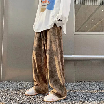 休闲裤男2023 American Style Trendy High Street Casual Pants For Men And Women Loose Fit Straight Leg Bell Bottoms Spring Japanese Vintag