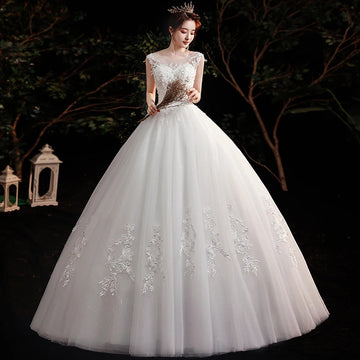 礼服女Factory Cheap 2025 New Korean Style Lace Embroidery Pearls Plus Size Wedding Dresses Bride Gown O Neck Elegant Vestido De Noiva