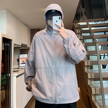 防晒衣男Men's Ultra-thin Breathable Sun-protective Skin Coat For Outdoor Activities Trendy Sunscreen Jacket