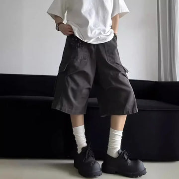 短裤男American Style Vintage Functional Umbrella Men's Women's Summer New Casual Wide Leg Thin Style Seven Point Three Pants