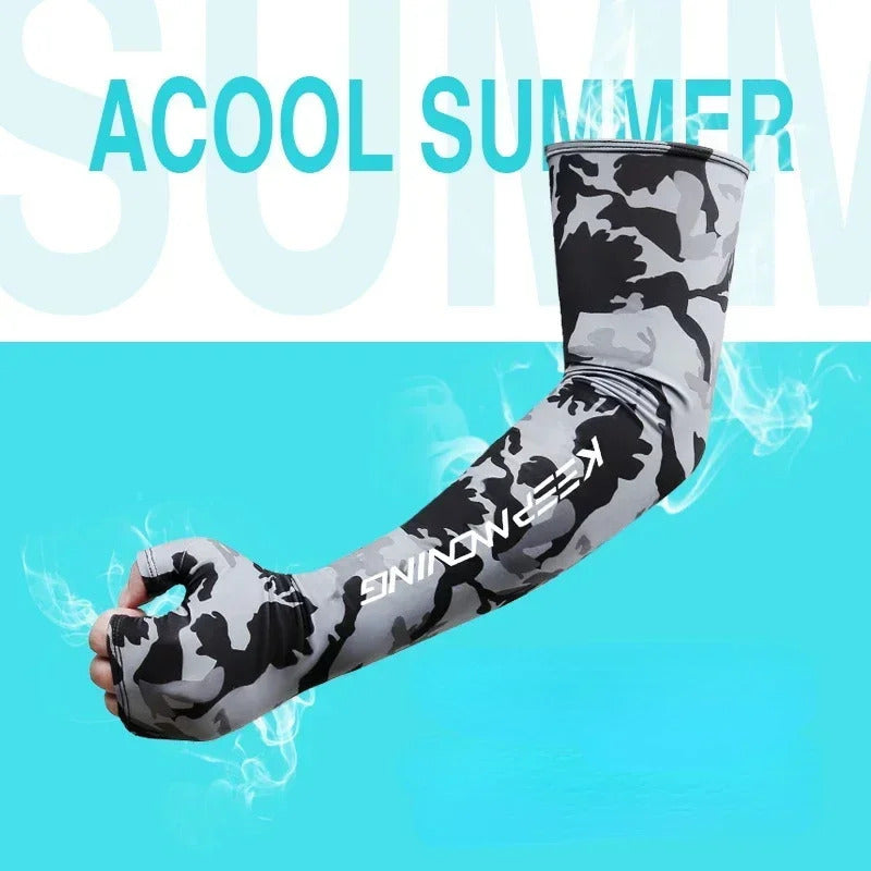 冰袖男Summer Cool Sports Cycling Sleeves for Men Cuff Outdoor fitness Camouflage Glove Women Arm Sleeves Sun Protection Ice Silk