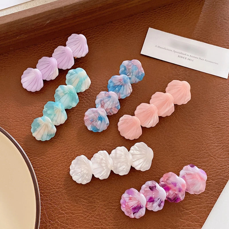 发饰Sweet Cute Seashell Hairpins Acetate Hair Clips BB Clips Headdress for Women Girls Colorful Barrettes Fashion Hair Accessories