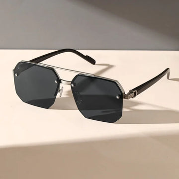 太阳镜男New Frameless Sunglasses for Men Personalized Square Small Half Frame Sun Glasses Travel Driving UV Resistant Glasses Shades