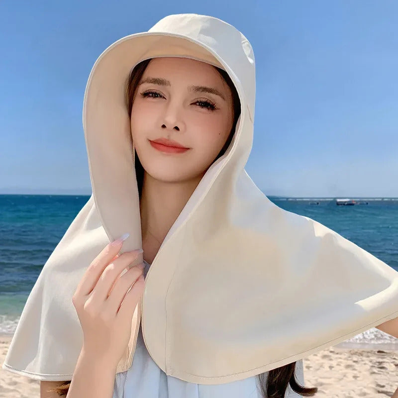 帽子女Women's Summer Large Hat Glacier Cap Sun Protection Neck And Shoulder Cover Driving Tool Travel Sunshade Scarf Windproof