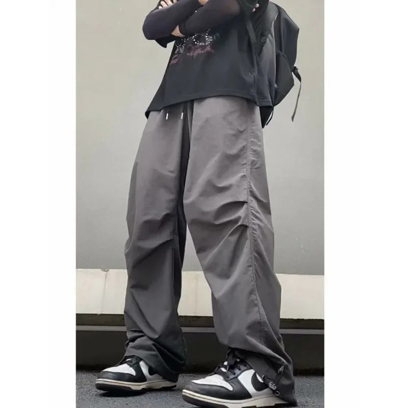 休闲裤男Trendy American Style Vintage Parachute Pants Men Women Casual Oversize Purple Hip Hop Straight Leg Trousers New Arrival