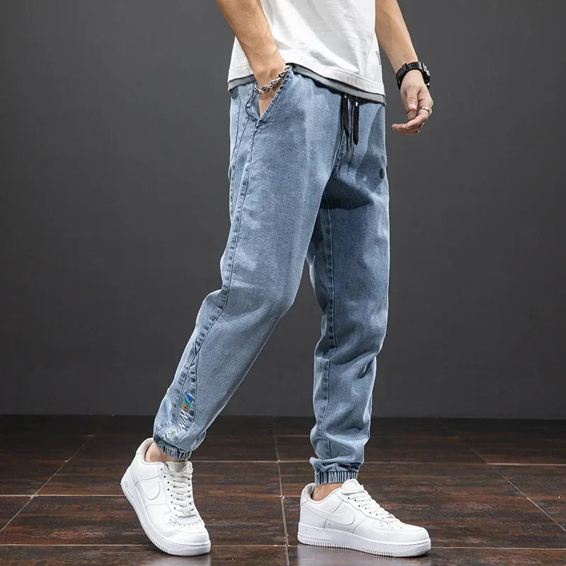牛仔裤男Autumn/Winter Men's Harem Jeans Loose Fit Casual Pants Plus Size Slimming Denim Trousers Nine Point Greater Length