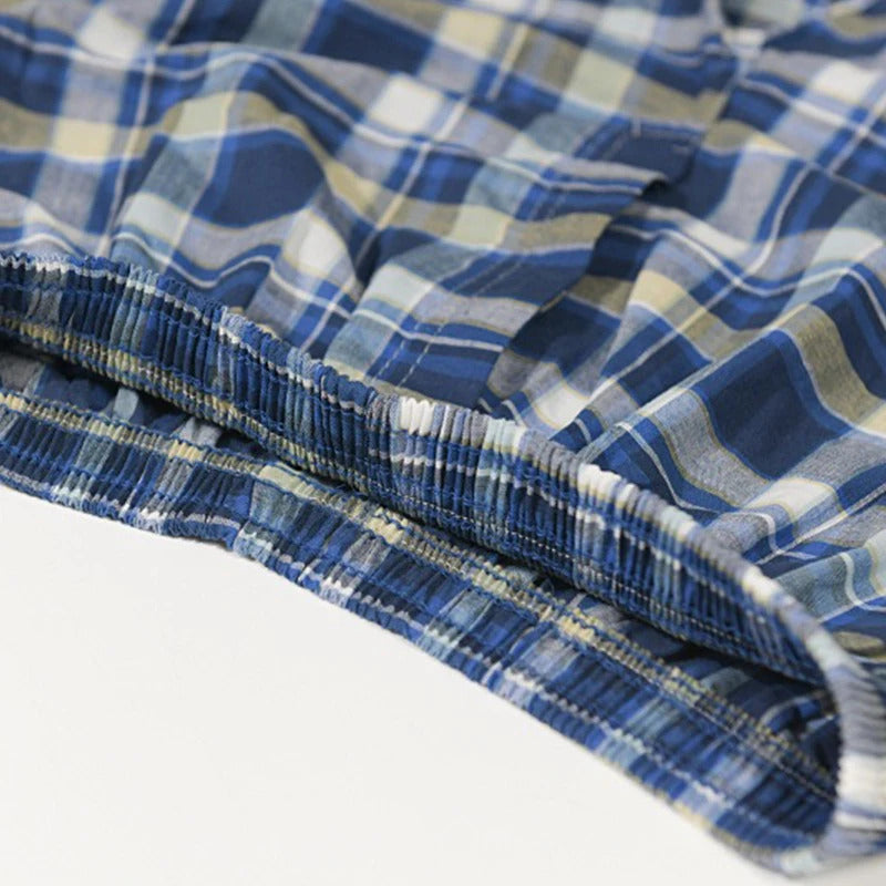 内衣男Men's 100 Cotton Sleep Plaid Underpants Underwear Shorts Casual Comfortable Homewear Striped Beach Boxers Panties