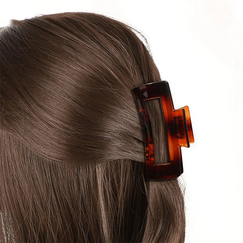 发饰Oversized Hair Clip Acrylic Hair Claw Rectangle Transparent Ponytail Hairpin Solid Color Hair Accessories Geometry Hair Crab