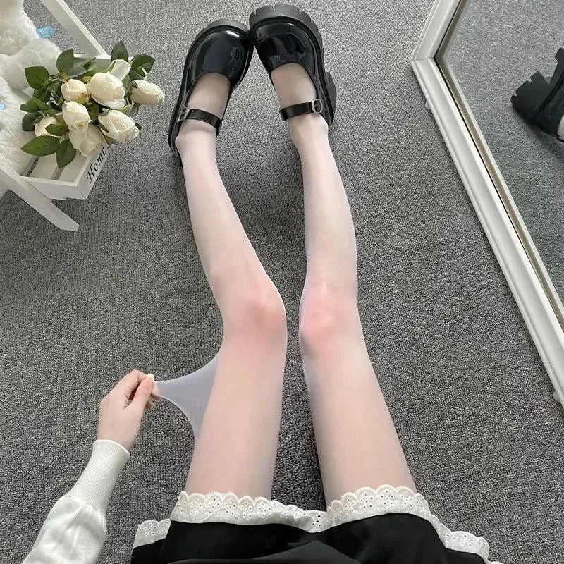 丝袜High Waist Lolita Pantyhose Women Sexy Summer Black White Kawaii Stockings Thigh High Anime Cosplay Costumes Accessories Tights