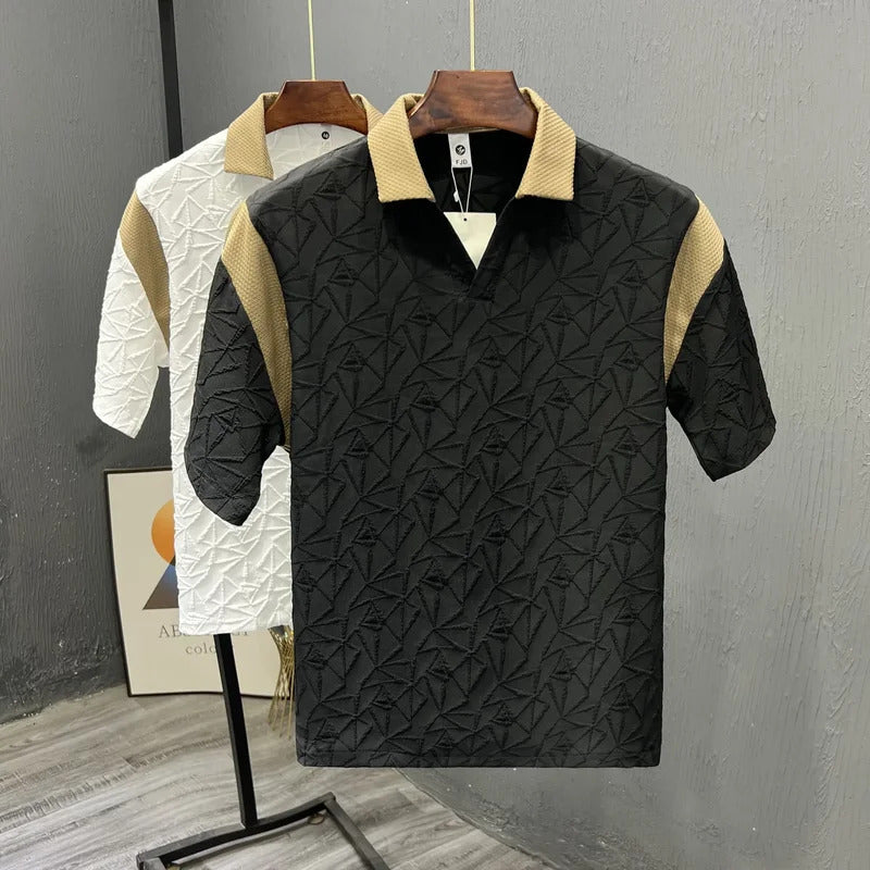 POLO男2024 New Summer Polo Shirt Men's Half Sleeve T-shirt Trendy Sensible V-neck Top Casual Loose Fit Fashionable Brand Men's Shirt