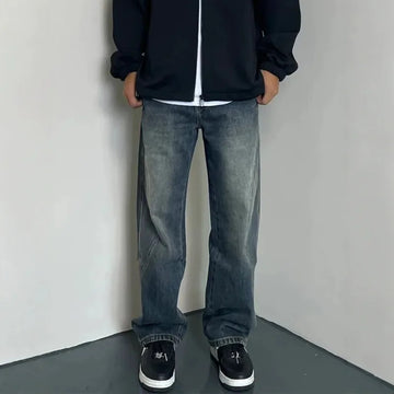 牛仔裤男2025 Summer Men's American Style Vintage Jeans Loose Fit Straight Leg Draped Wide Leg Dragging Vibe Trousers Casual Pants