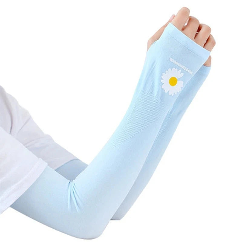 防晒冰袖女1 Pair Women Cooling Anti-UV Driving Arm Sleeves Girls Sun Protection Arm Covers For Ladies Running Riding Outdoor Sports