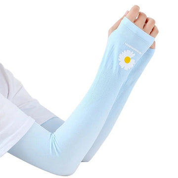 防晒冰袖女1 Pair Women Cooling Anti-UV Driving Arm Sleeves Girls Sun Protection Arm Covers For Ladies Running Riding Outdoor Sports