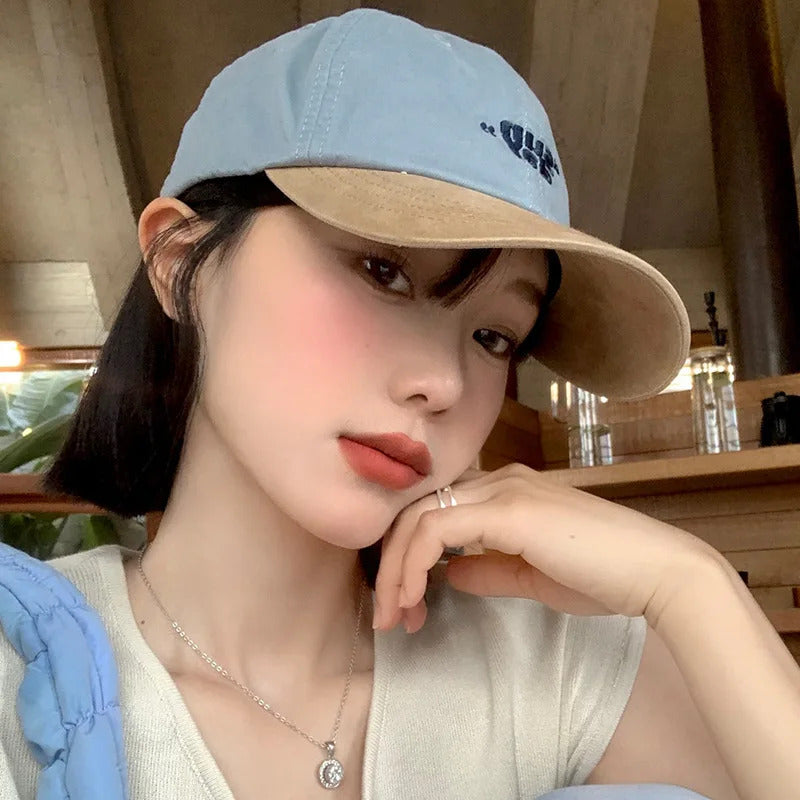 帽子女Soft Cotton Patchwork Baseball Cap For Women Girl JK Korean Letter Embroidery Peaked Hat Casual Outdoor Snapback Sun Visors Hats
