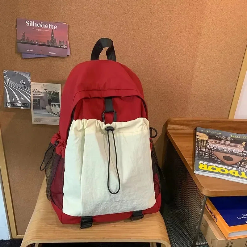 包包男Contrasting Colors Zipper Backpacks Large Capacity Casual 2025 New Simple Nylon Interior Zipper Pocket Women's Backpack