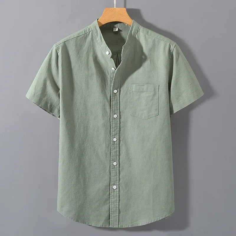 衬衫男Casual Linen Shirt For Men Loose Fit Short Sleeves Chinese Style Summer Cotton And Linen Men's Wear Top Jacket