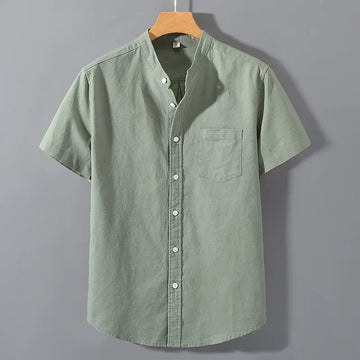 衬衫男Casual Linen Shirt For Men Loose Fit Short Sleeves Chinese Style Summer Cotton And Linen Men's Wear Top Jacket
