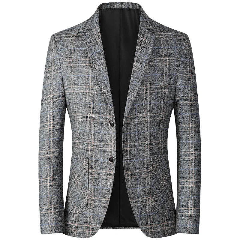 商务装男Men Plaid Blazers Jackets Business Casual Suits Coats High Quality Male Slim Fit Blazers Jackets New Spring Thin Blazers Coats 4
