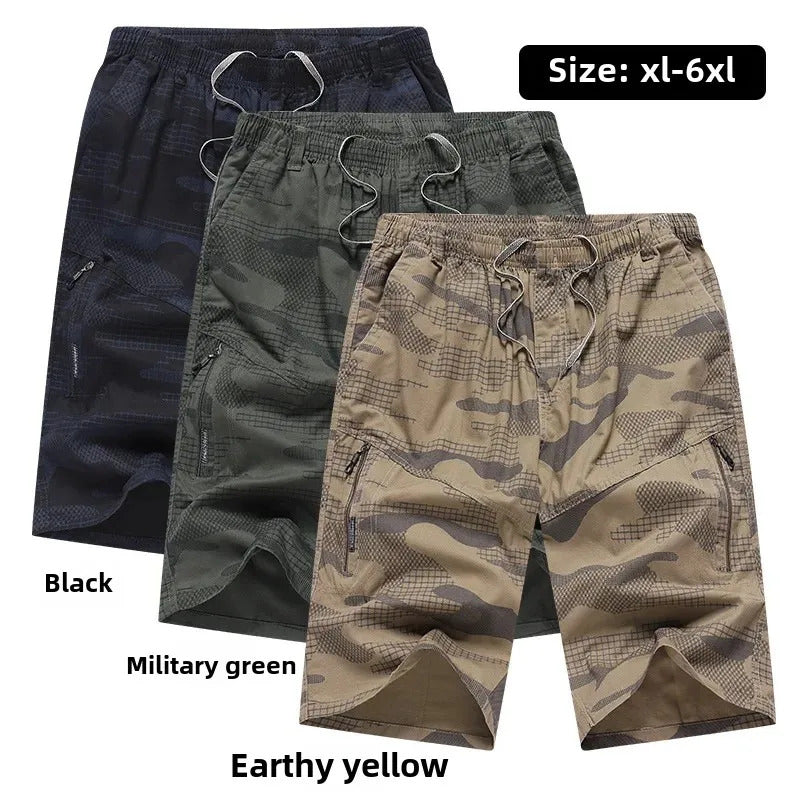 短裤男Summer Plaid Men's Seven-Foot Casual Outdoor Shorts Multiple Pockets Camouflage Pattern Loose Fit Comfortable Breathable Shorts