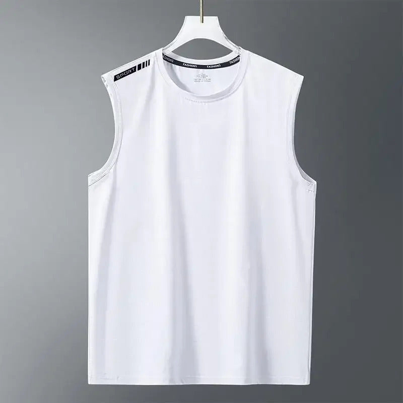 男士背心Ice Sensation Sports Vest Men's New 2025 Basketball Uniform Silk Breathable Quick Dry Top Fitness Sleeveless Trendy T-Shirt