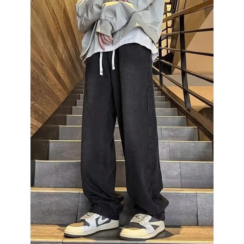 牛仔裤男2024 New Style American Vintage Men's Jeans High Street Straight-leg Long Pants Casual Loose Fit For Spring Autumn