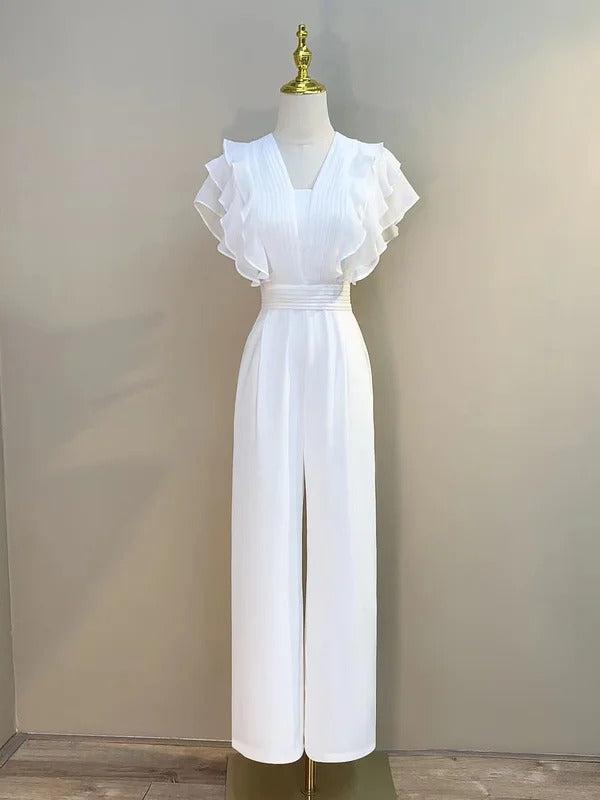 商务装女Draped Jumpsuit Women's 2025 New Fashion Ruffles Women Jumpsuit Summer Chic Party Elegant Holiday Jumpsuits Overalls