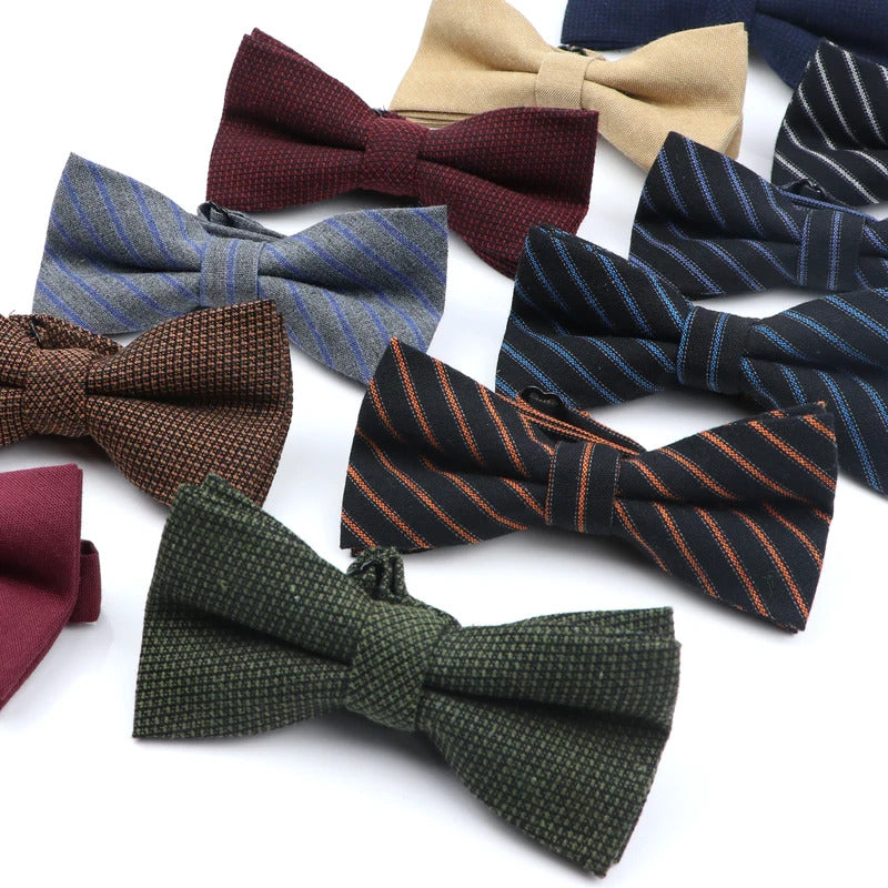 领带男Classic Dark Color Men Bowtie Cotton Wool Butterfly Blue Black Casual Groom Wedding Party Cravat Father's Day Gift Accessory