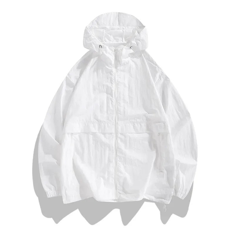防晒衣男Summer New Men's Women's Ice Silk Hooded Sunscreen Clothes Loose Fit Outdoor Skin Clothes Jacket Thin Lightweight