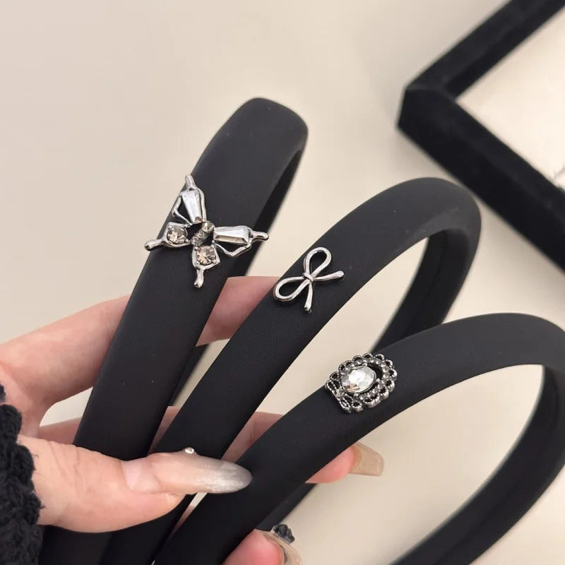发饰Headbands Hair Accessories for Girls Women Korean Black Bow Rhinestone Makeup Hair Hoop New Kawaii Cute Things Leading Fashion
