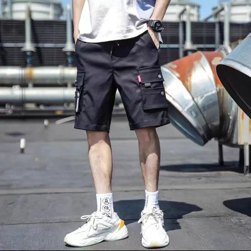 短裤男Men's Loose-Fit Workwear Shorts Summer Casual Style Multi-Pocket Functional Sport Middle Pants Trendy Brand Ins