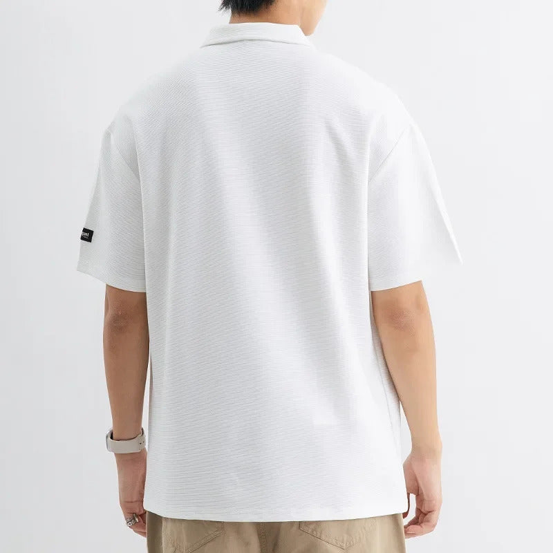 POLO男Men's Loose-Fit Polo Shirt High-End Casual Trendy Solid Color Collared Short Sleeve T-Shirt Summer Style For Men