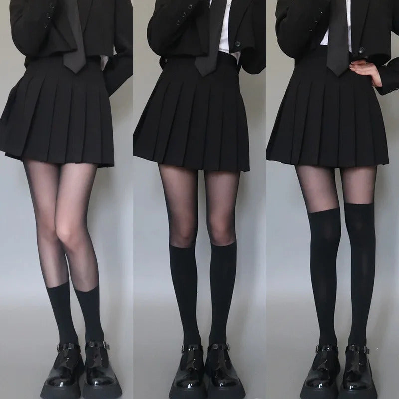 丝袜Spring/Summer Stockings Woman Thin Lolita Splicing Pantyhose Tights Black Sexy Leggings Lingeries for Woman