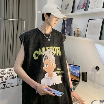 男士背心2023 Summer New Euro-American Style Trendy Brand Men's Women's Tank Top Sleeveless T-Shirt BX171 Fashionable Vest From China