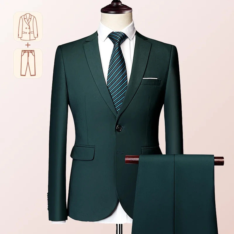 商务装男Men's Business Casual Suit for Weddings, Genuine Blazer, Vest and Pants, Big & Tall,Slim Fit Waistcoat, Dress Trousers, US Size