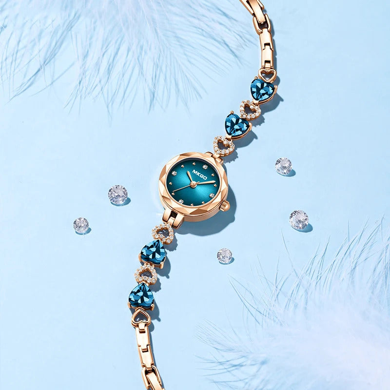 手表女UTHAI L36 Women's Fashion Quartz Watch Light Luxury Diamond Chain Waterproof Premium Blue Crystal Bracelet Female's Watches Gift