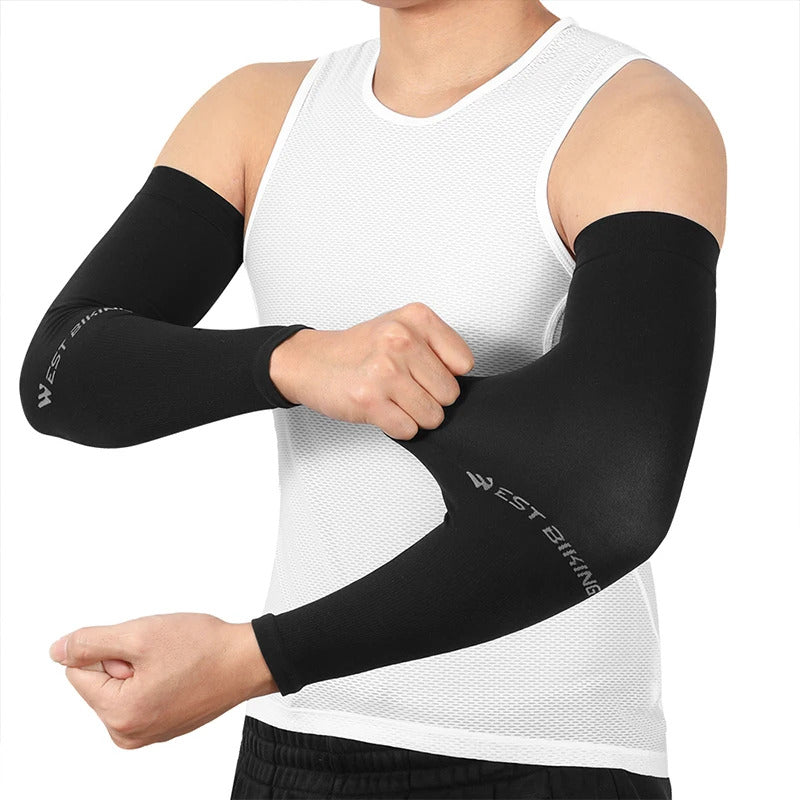 冰袖男Summer Sunscreen Ice Sleeves Quick-drying Breathable Cycling Arm Sleeves UV Protection Solid Color Sleeves For Driving Fishing