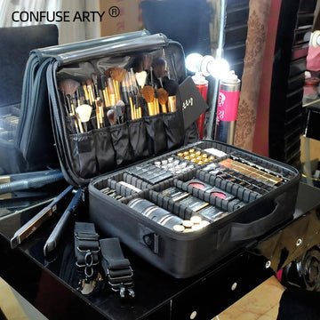 包包2022 New High Quality Professional Makeup  Case For Women With Compartments PU Leather Waterproof Travel Large Capacity Storage