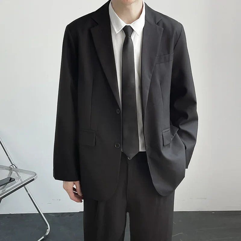 商务装男Lightweight Autumn Men's Suit Jacket Korean-Style Loose-Fit Casual High-End Feel Business-Oriented Western-Style Clothes