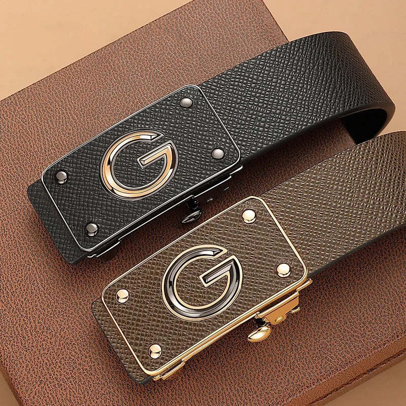 腰带Men's Belt Fashionable Simple Automatic Buckle Leather Male Belt for Men Casual Business
