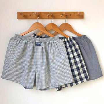 内衣男Men's 100 Cotton Sleep Plaid Underpants Underwear Shorts Casual Comfortable Homewear Striped Beach Boxers Panties