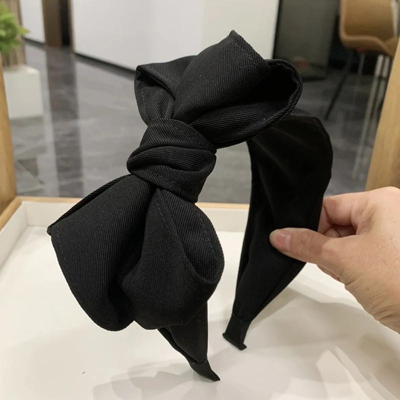 发饰Solid Color Head Hoop Hair Accessories Double Layer Bows Headband Big Bowknot Side Knot Hair Hoop Wide Brimmed Hairbands DIY