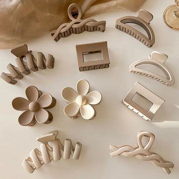 发饰Women Elegant Brown Beige Flower Geometric Hair Claw Lady Temperament Solid Hair Clip Toothed Hairpin Fashion Hair Accessories