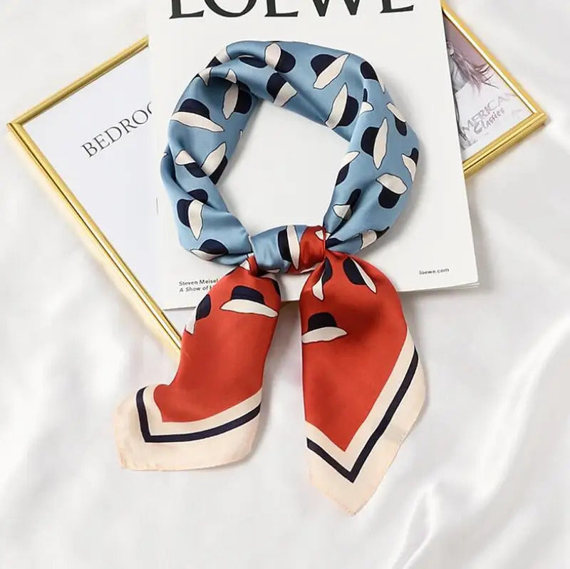 丝巾女Women Silk Hair Scarf Headband Multifunction Casual Elegant Hats Small Square Head Scarves for Girl Bandana 2021 New 70*70cm