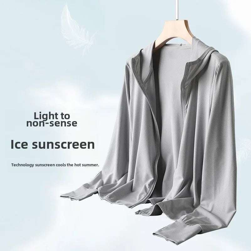 防晒衣男Men's Outdoor Ice Silk Ultrathin Breathable Fishing Sun Protection Jacket Wholesale Women's Summer Uv Protection Clothing