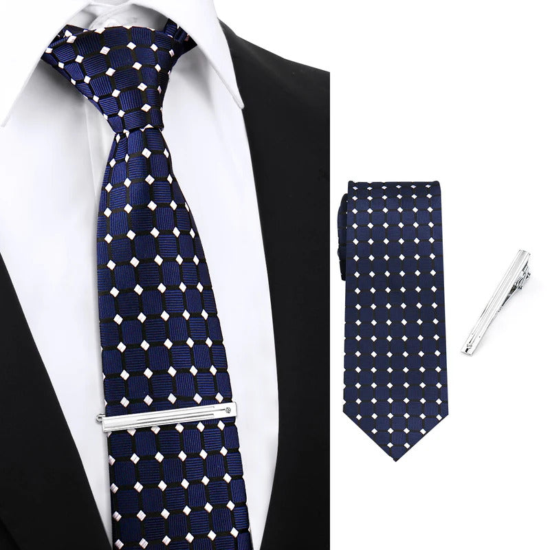 领带男Tie Men Business Necktie Clip Set Fashion Man Tie Clip Fixed Suit Wedding Accessories High Quality 2pc Set Classic Formal Cravat